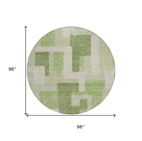 Homeroots 3' Stylish Geometric Washable Area Rug For Indoor And Outdoor Use - Durable & Versatile Design Green Polyester 613207