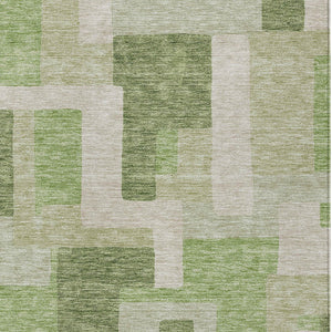 Homeroots 3' Stylish Geometric Washable Area Rug For Indoor And Outdoor Use - Durable & Versatile Design Green Polyester 613208