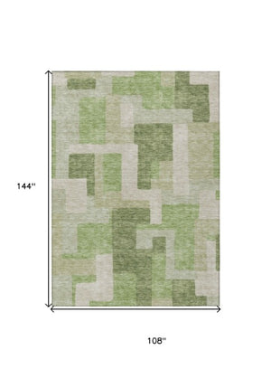 Homeroots 3' Stylish Geometric Washable Area Rug For Indoor And Outdoor Use - Durable & Versatile Design Green Polyester 613209