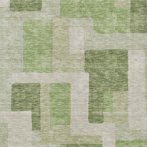 Homeroots 3' Stylish Geometric Washable Area Rug For Indoor And Outdoor Use - Durable & Versatile Design Green Polyester 613209