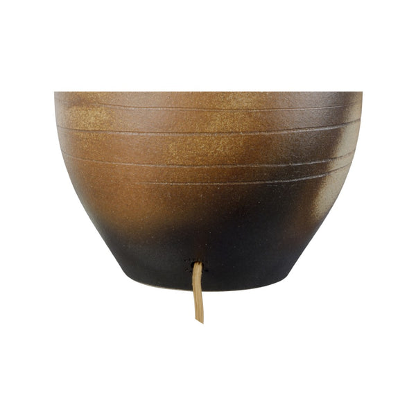 Wildwood Rika Handcrafted Shiga Table Lamp — Sandy Clay Orange Glaze, Rolled-Edge Linen Shade, Warm Ambient Lighting 61321-2