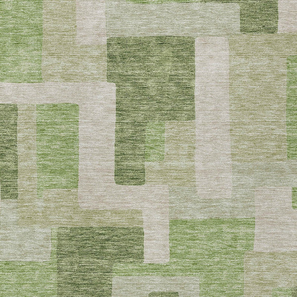 Homeroots 3' Stylish Geometric Washable Area Rug For Indoor And Outdoor Use - Durable & Versatile Design Green Polyester 613210