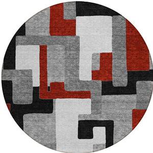 Homeroots 3' Stylish Geometric Washable Area Rug For Indoor And Outdoor Use - Durable & Versatile Design Gray Polyester 613213