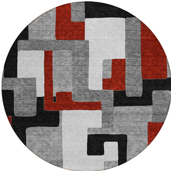 Homeroots 3' Stylish Geometric Washable Area Rug For Indoor And Outdoor Use - Durable & Versatile Design Gray Polyester 613213