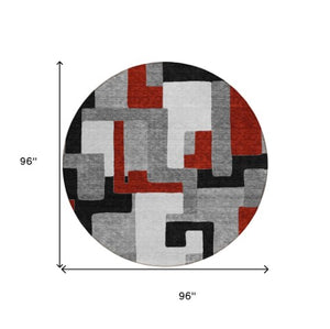 Homeroots 3' Stylish Geometric Washable Area Rug For Indoor And Outdoor Use - Durable & Versatile Design Gray Polyester 613213