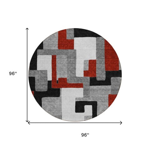 Homeroots 3' Stylish Geometric Washable Area Rug For Indoor And Outdoor Use - Durable & Versatile Design Gray Polyester 613213