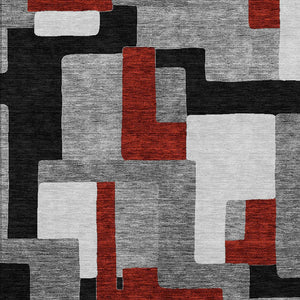 Homeroots 3' Stylish Geometric Washable Area Rug For Indoor And Outdoor Use - Durable & Versatile Design Gray Polyester 613215