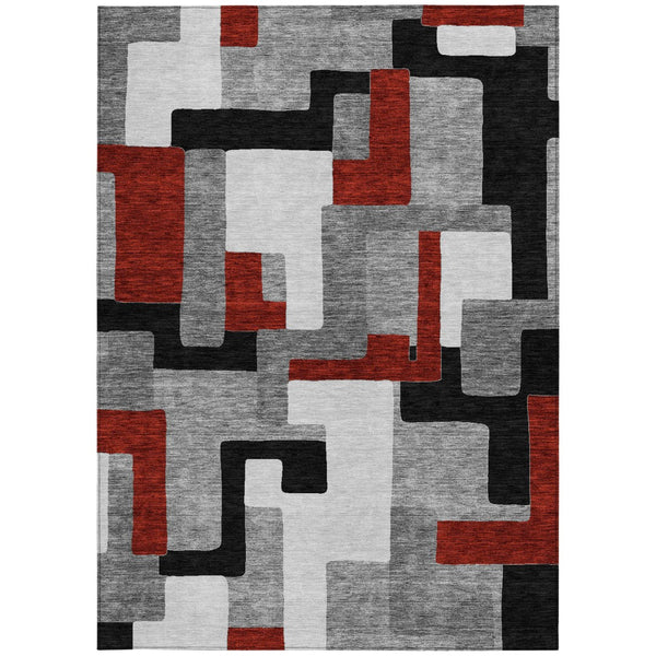 Homeroots 3' Stylish Geometric Washable Area Rug For Indoor And Outdoor Use - Durable & Versatile Design Gray Polyester 613216