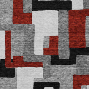 Homeroots 3' Stylish Geometric Washable Area Rug For Indoor And Outdoor Use - Durable & Versatile Design Gray Polyester 613216