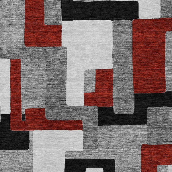 Homeroots 3' Stylish Geometric Washable Area Rug For Indoor And Outdoor Use - Durable & Versatile Design Gray Polyester 613216