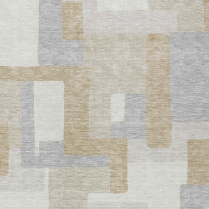 Homeroots 3' Stylish Geometric Washable Area Rug For Indoor And Outdoor Use - Durable & Versatile Design Ivory Polyester 613217