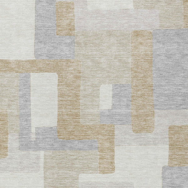 Homeroots 3' Stylish Geometric Washable Area Rug For Indoor And Outdoor Use - Durable & Versatile Design Ivory Polyester 613217