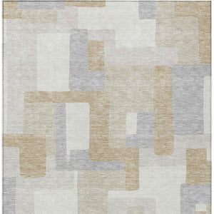 Homeroots 3' Stylish Geometric Washable Area Rug For Indoor And Outdoor Use - Durable & Versatile Design Ivory Polyester 613218