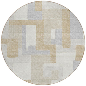 Homeroots 3' Stylish Geometric Washable Area Rug For Indoor And Outdoor Use - Durable & Versatile Design Ivory Polyester 613219