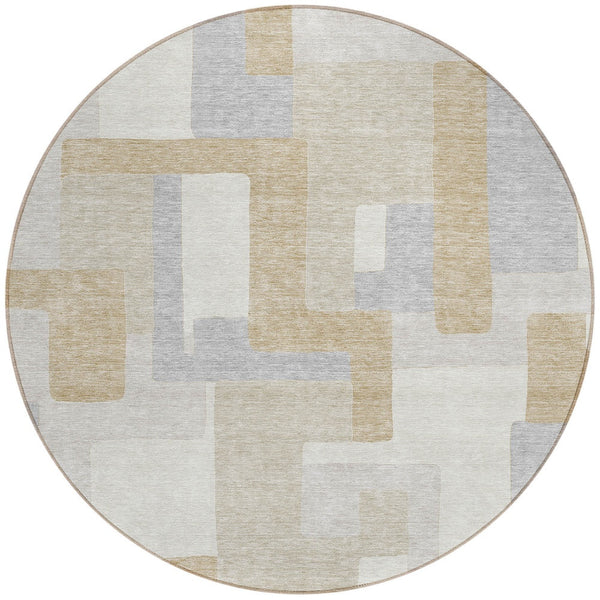 Homeroots 3' Stylish Geometric Washable Area Rug For Indoor And Outdoor Use - Durable & Versatile Design Ivory Polyester 613219