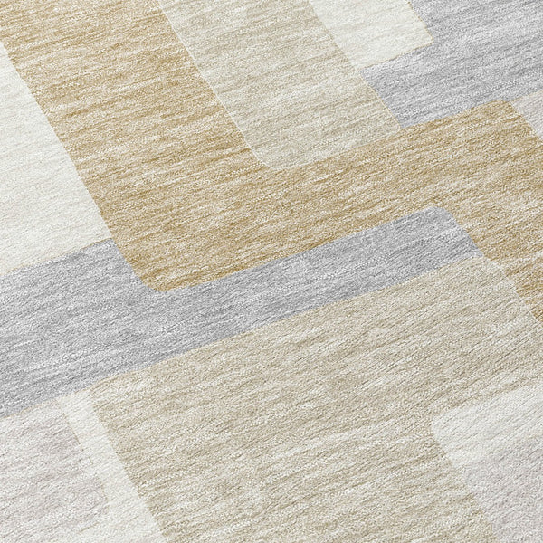 Homeroots 3' Stylish Geometric Washable Area Rug For Indoor And Outdoor Use - Durable & Versatile Design Ivory Polyester 613219