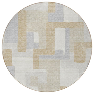 Homeroots 3' Stylish Geometric Washable Area Rug For Indoor And Outdoor Use - Durable & Versatile Design Ivory Polyester 613219