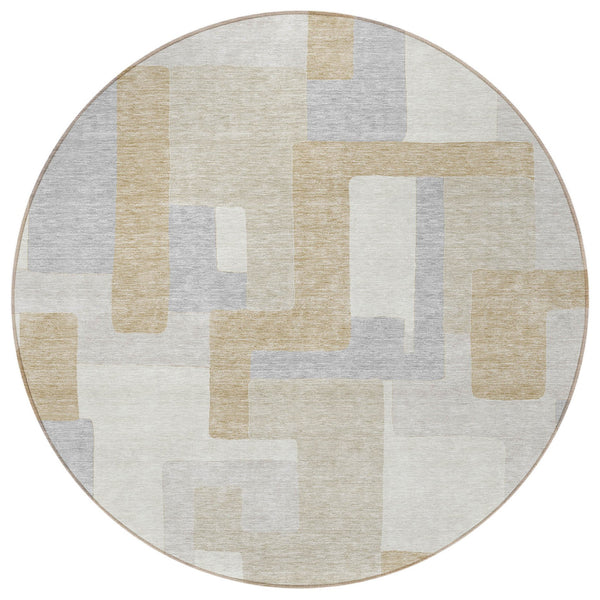 Homeroots 3' Stylish Geometric Washable Area Rug For Indoor And Outdoor Use - Durable & Versatile Design Ivory Polyester 613219