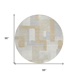 Homeroots 3' Stylish Geometric Washable Area Rug For Indoor And Outdoor Use - Durable & Versatile Design Ivory Polyester 613219