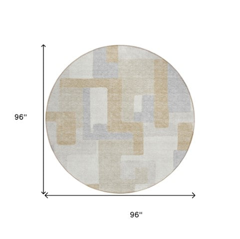 Homeroots 3' Stylish Geometric Washable Area Rug For Indoor And Outdoor Use - Durable & Versatile Design Ivory Polyester 613219