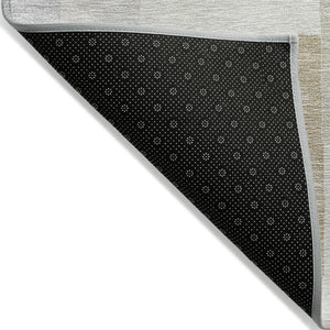 HomeRoots 5' Stylish Ivory Beige and Gray Geometric Area Rug - Washable, Durable for Indoor & Outdoor Use 8' X 10' 613220