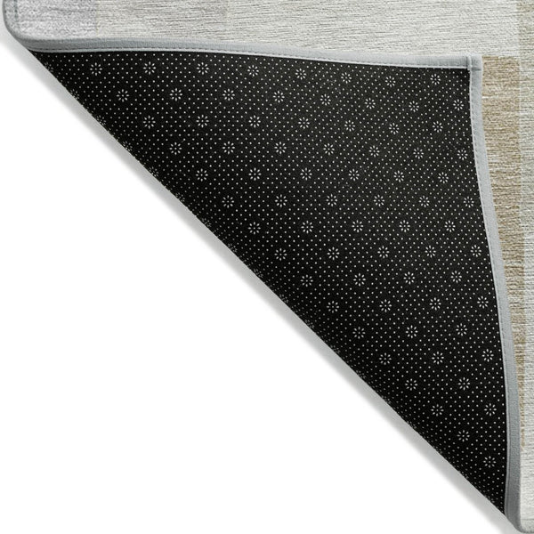 HomeRoots 5' Stylish Ivory Beige and Gray Geometric Area Rug - Washable, Durable for Indoor & Outdoor Use 8' X 10' 613220