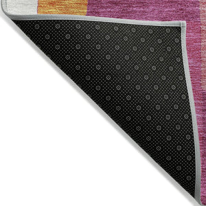 HomeRoots 5' Vibrant Pink Ivory Orange Geometric Area Rug – Durable, Washable, Ideal for Indoor & Outdoor Use 5' X 8' 613224
