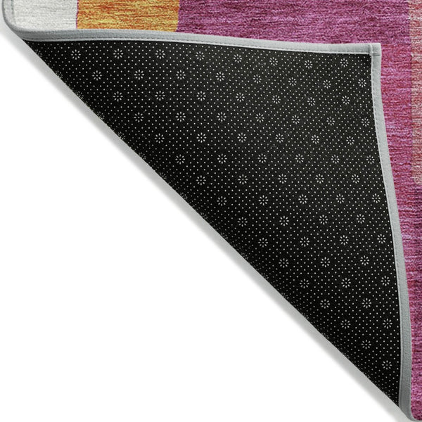 HomeRoots 5' Vibrant Pink Ivory Orange Geometric Area Rug – Durable, Washable, Ideal for Indoor & Outdoor Use 5' X 8' 613224