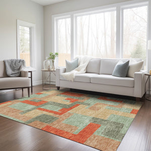 Homeroots 3' Stylish Geometric Washable Area Rug For Indoor And Outdoor Use - Durable & Versatile Design Sage Polyester 613229