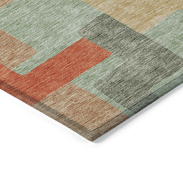 Homeroots 3' Stylish Geometric Washable Area Rug For Indoor And Outdoor Use - Durable & Versatile Design Sage Polyester 613230