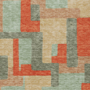 Homeroots 3' Stylish Geometric Washable Area Rug For Indoor And Outdoor Use - Durable & Versatile Design Sage Polyester 613230