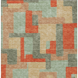 Homeroots 3' Stylish Geometric Washable Area Rug For Indoor And Outdoor Use - Durable & Versatile Design Sage Polyester 613232