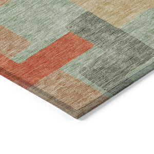 Homeroots 3' Stylish Geometric Washable Area Rug For Indoor And Outdoor Use - Durable & Versatile Design Sage Polyester 613232