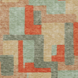 Homeroots 3' Stylish Geometric Washable Area Rug For Indoor And Outdoor Use - Durable & Versatile Design Sage Polyester 613232