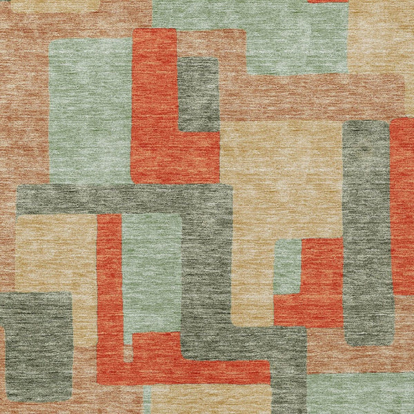 Homeroots 3' Stylish Geometric Washable Area Rug For Indoor And Outdoor Use - Durable & Versatile Design Sage Polyester 613232