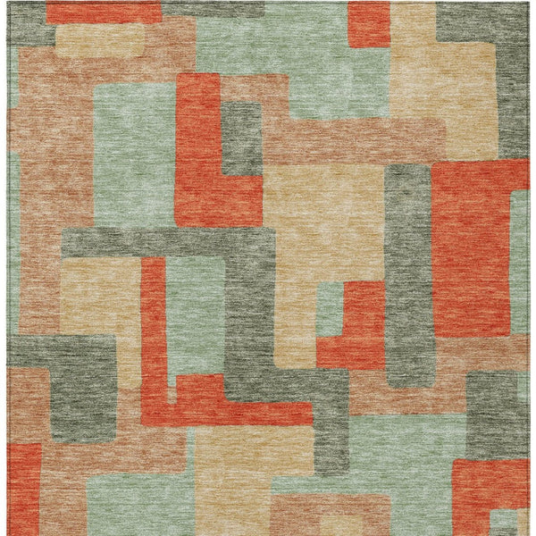 Homeroots 3' Stylish Geometric Washable Area Rug For Indoor And Outdoor Use - Durable & Versatile Design Sage Polyester 613233