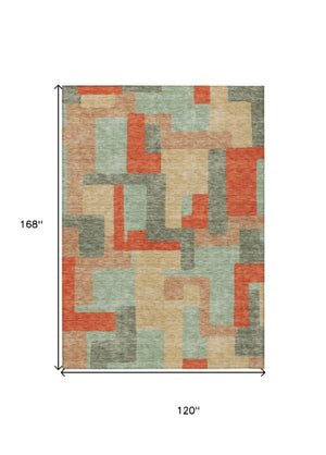 Homeroots 3' Stylish Geometric Washable Area Rug For Indoor And Outdoor Use - Durable & Versatile Design Sage Polyester 613234