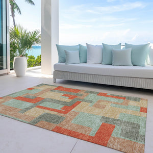 Homeroots 3' Stylish Geometric Washable Area Rug For Indoor And Outdoor Use - Durable & Versatile Design Sage Polyester 613234