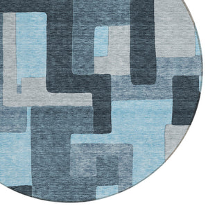 Homeroots 3' Stylish Geometric Washable Area Rug For Indoor And Outdoor Use - Durable & Versatile Design Sky Blue Polyester 613237