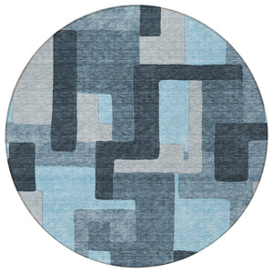 Homeroots 3' Stylish Geometric Washable Area Rug For Indoor And Outdoor Use - Durable & Versatile Design Sky Blue Polyester 613237