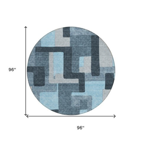 Homeroots 3' Stylish Geometric Washable Area Rug For Indoor And Outdoor Use - Durable & Versatile Design Sky Blue Polyester 613237