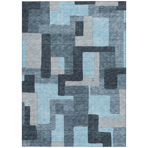 Homeroots 3' Stylish Geometric Washable Area Rug For Indoor And Outdoor Use - Durable & Versatile Design Sky Blue Polyester 613238