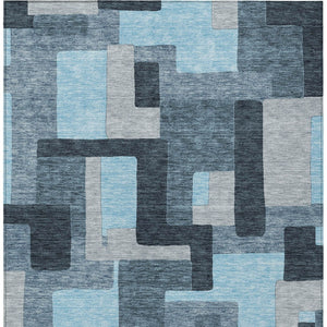 Homeroots 3' Stylish Geometric Washable Area Rug For Indoor And Outdoor Use - Durable & Versatile Design Sky Blue Polyester 613238