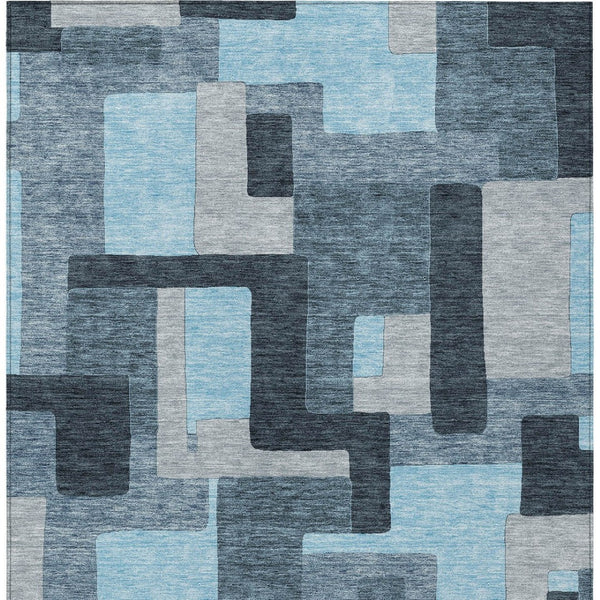 Homeroots 3' Stylish Geometric Washable Area Rug For Indoor And Outdoor Use - Durable & Versatile Design Sky Blue Polyester 613239