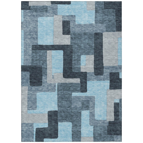 HomeRoots 5' Stylish Sky Blue Geometric Area Rug for Indoor and Outdoor Use - Durable, Washable, Modern Design 9' X 12' 613239