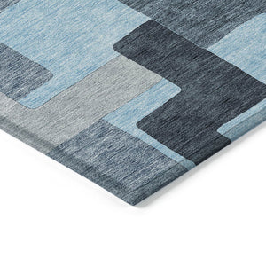 Homeroots 3' Stylish Geometric Washable Area Rug For Indoor And Outdoor Use - Durable & Versatile Design Sky Blue Polyester 613239