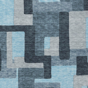 Homeroots 3' Stylish Geometric Washable Area Rug For Indoor And Outdoor Use - Durable & Versatile Design Sky Blue Polyester 613239