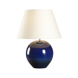 Wildwood Blue Shiga Indigo Table Lamp — Hand-Turned Ceramic Sphere, Rich Glaze, 25" Height, Sculptural Accent Light 61324