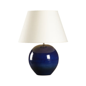 Wildwood Blue Shiga Indigo Table Lamp — Hand-Turned Ceramic Sphere, Rich Glaze, 25" Height, Sculptural Accent Light 61324