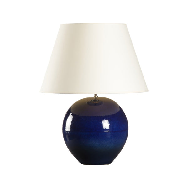 Wildwood Blue Shiga Indigo Table Lamp — Hand-Turned Ceramic Sphere, Rich Glaze, 25" Height, Sculptural Accent Light 61324